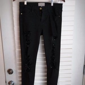 FRAME Distresed Black Jeans
